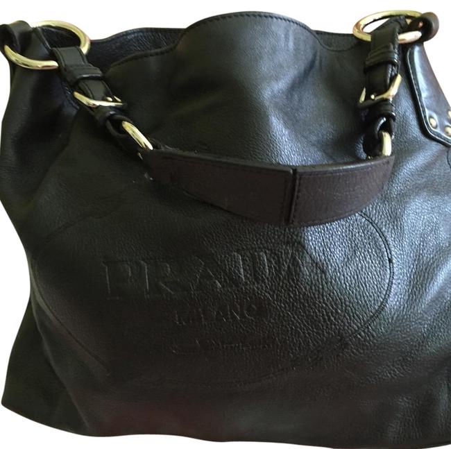 Prada Vitano Daino Br3408 Black Leather Shoulder Bag