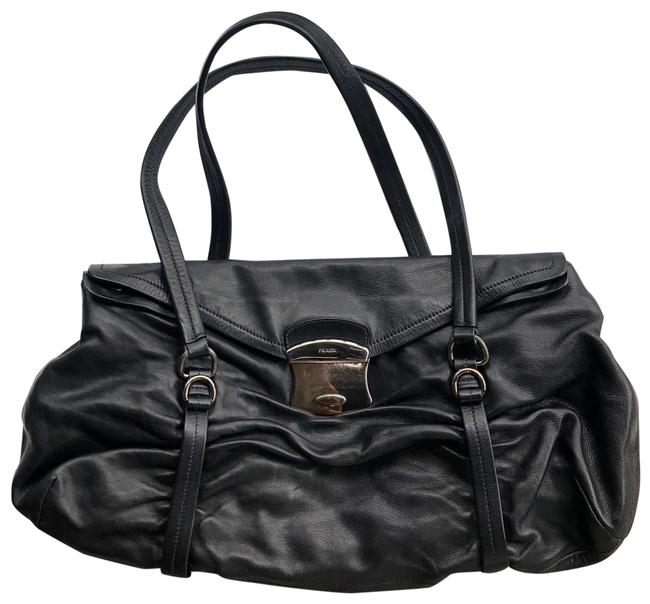 Prada Vitelli Black Leather Shoulder Bag