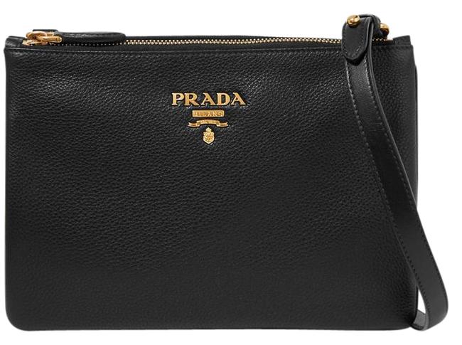 Prada Vitello Daino Black Calfskin Leather Shoulder Bag