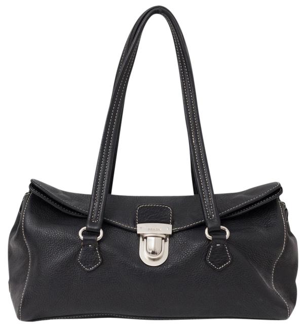 Prada Vitello Daino Buffalo Easy Black Leather Shoulder Bag