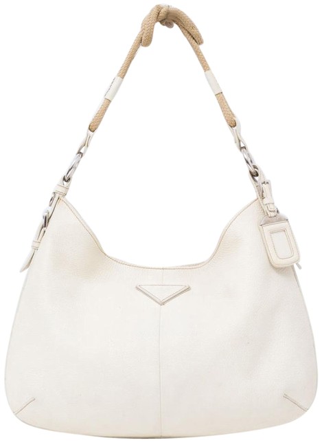 Prada Vitello Daino Cream White Leather Shoulder Bag