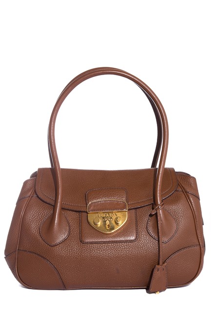 Prada Vitello Daino Easy Brown Leather Shoulder Bag