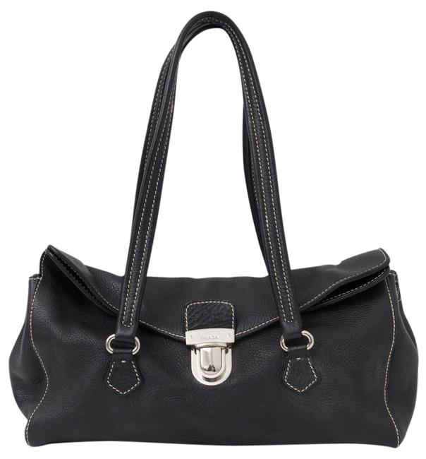 Prada Vitello Daino Handbag Black Leather Shoulder Bag