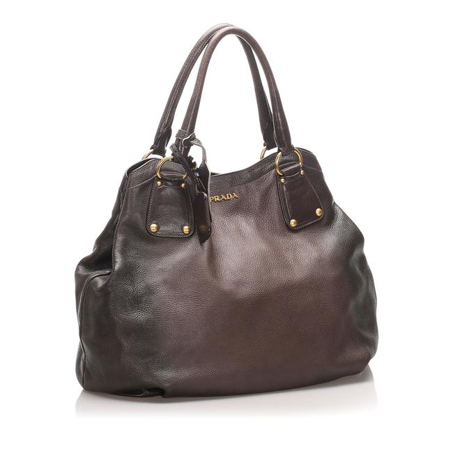 Prada Vitello Daino Handbag Gray Leather Shoulder Bag