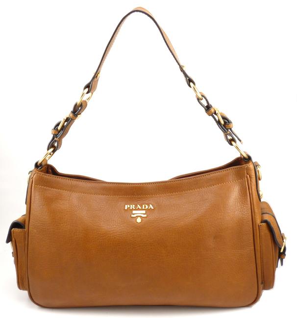 Prada Vitello Daino Light Brown Leather Shoulder Bag
