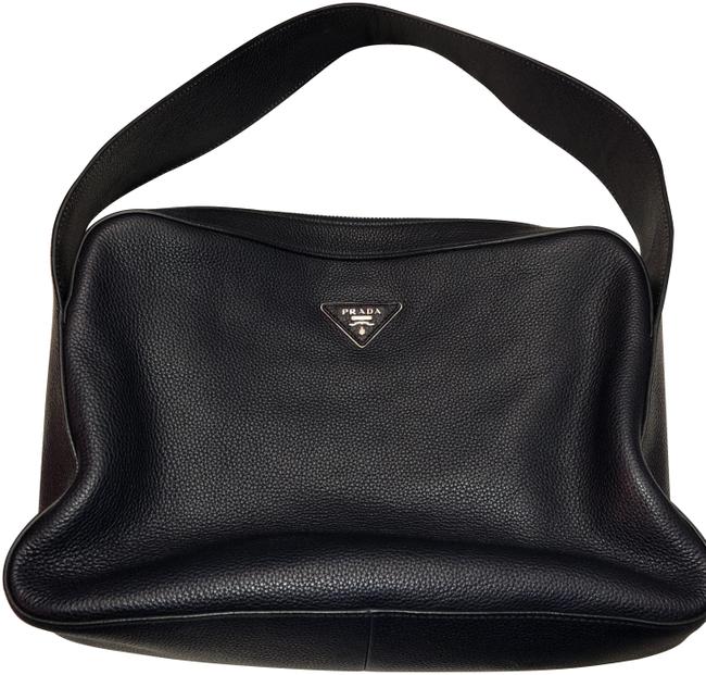 Prada Vitello Daino Navy Calfskin Leather Shoulder Bag