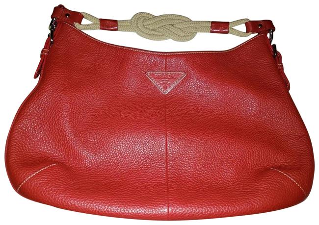 Prada Vitello Daino Red Leather Shoulder Bag