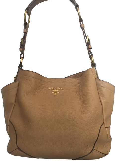 Prada Vitello Daino Sabbia Calfskin Leather Shoulder Bag