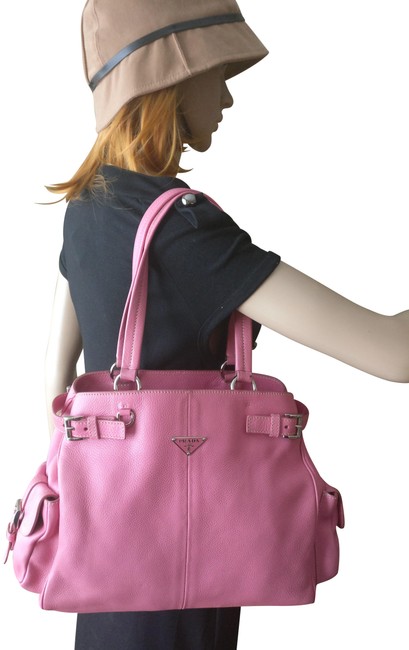 Prada Vitello Daino Side Pocket Leather Shoulder Bag