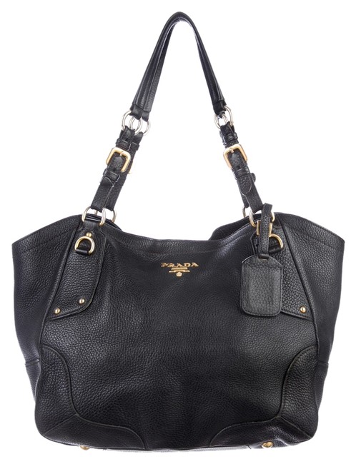 Prada Vitello Daino Tote Black Leather Shoulder Bag