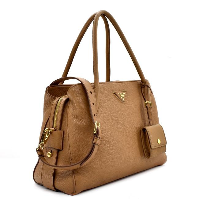 Prada Vitello Daino Tote Brown Leather Shoulder Bag