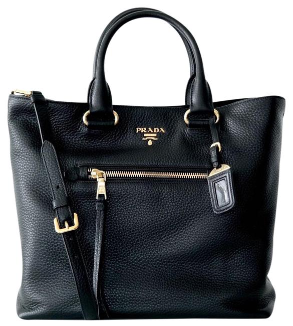 Prada Vitello Daino Tote Large Bn2754 NeroBlack Leather Shoulder Bag