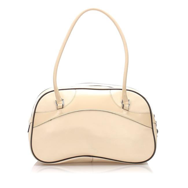Prada Vitello Drive Bowler White Leather Shoulder Bag