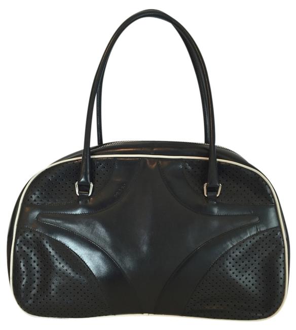 Prada Bowling Vitello Drive Black Leather Shoulder Bag