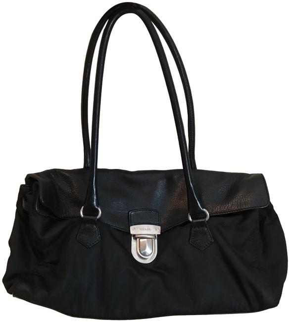 Prada Vitello Easy Black Nubuck Leather Shoulder Bag