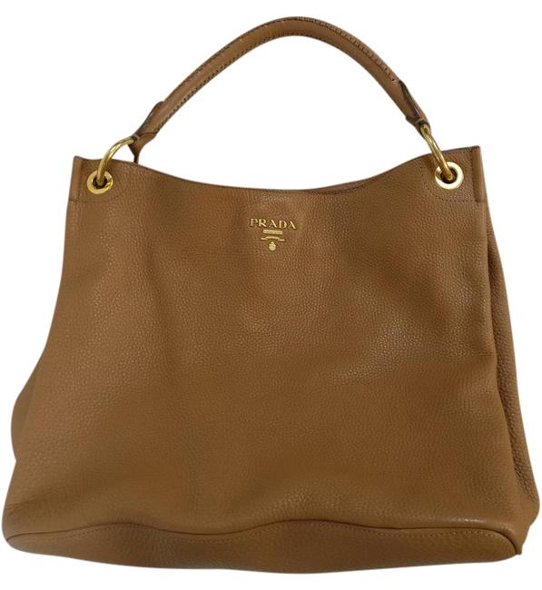 Prada Vitello Daino Hobo Br4829 Tan Leather Shoulder Bag