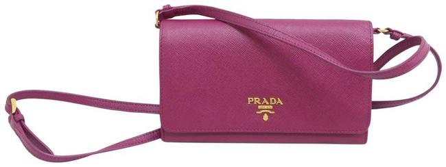 Prada Vitello Shine Flap Fuchsia Saffiano Leather Shoulder Bag