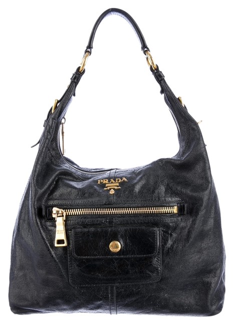 Prada Lux Vitello Shine Black Leather Shoulder Bag