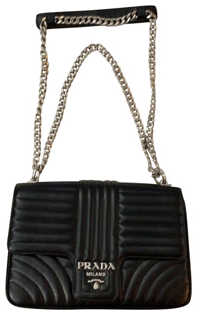 Prada W Flap W20.5 Drop Chain Nero Calfskin Leather Shoulder Bag