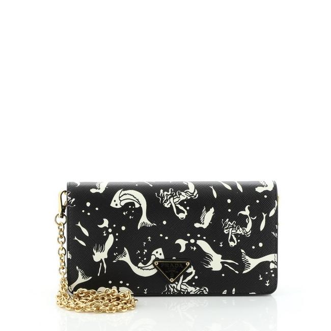 Prada Wallet on Chain Printed Saffiano Leather Shoulder Bag