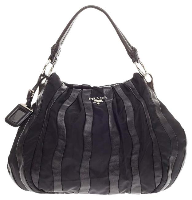 Prada Waves and Tessuto Large Leather Shoulder Bag
