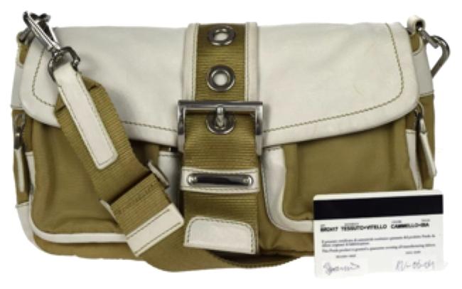 Prada WhiteCammello Shoulder Bag