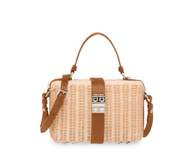 Prada Wicker Midollino City Natural Shoulder Bag