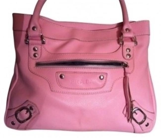 Prada With Buckles Pink Leather Shoulder Bag