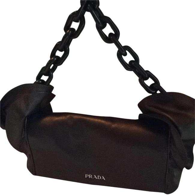 Prada With Ruffles Brown Bronze Leather Shoulder Bag