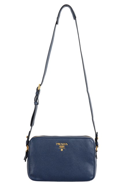 Prada Crossbody Phenix Womens Bandoliera Navy Blue Leather Shoulder Bag