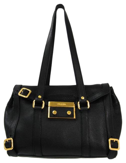 Prada Womens Black Leather Shoulder Bag