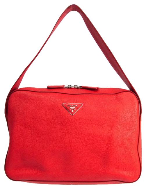 Prada Womens Red Leather Shoulder Bag