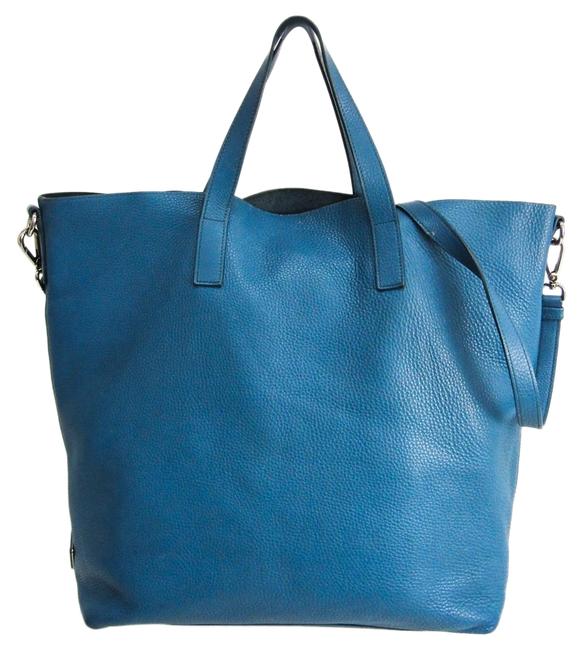 Prada Womens Tote Blue Leather Shoulder Bag