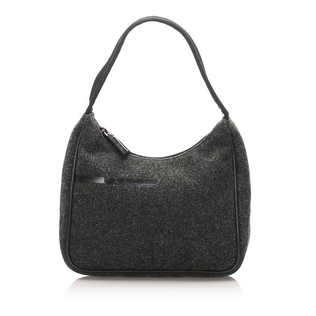 Prada Wool Handbag Gray Nylon Shoulder Bag