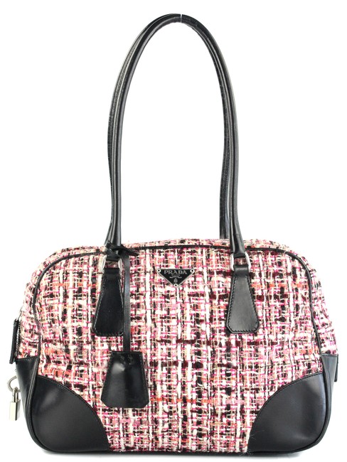 Prada Wool Tweed Pink Fabric Shoulder Bag