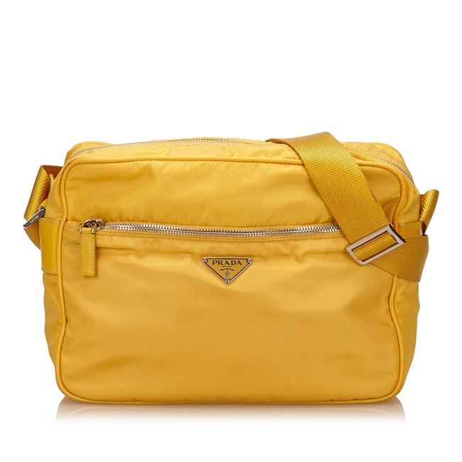 Prada Yellow Fabric X Nylon X Leather X Others Shoulder Bag