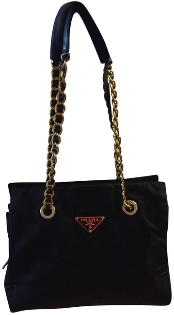 Prada Strap Black Nylor Nero Tessuto Catena Shoulder Bag