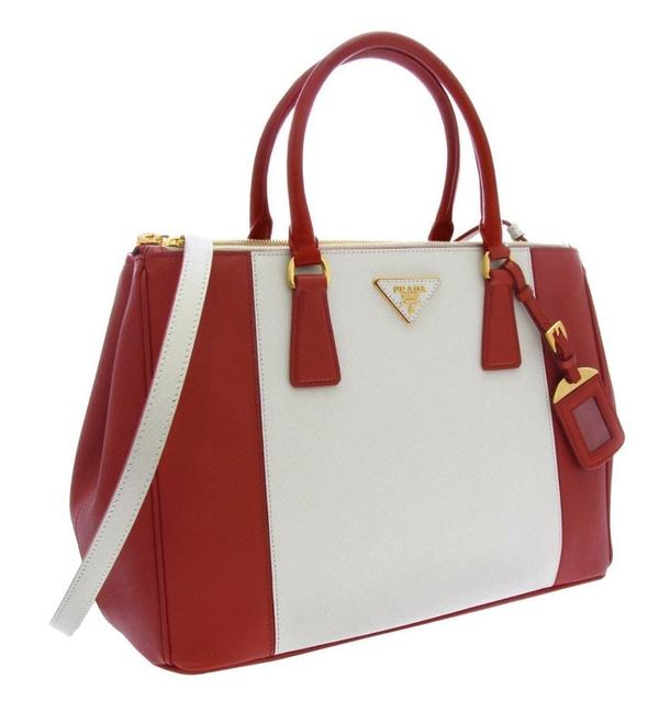 Prada With Strap. Red and White Leather Shoulder Bag