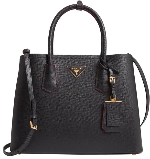 Prada Double Black Saffiano Leather Tote