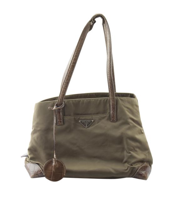Prada 150308 Green Nylon Tote