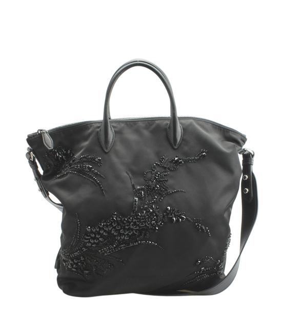 Prada 1bg062 Sequin 146091 Black Nylon Tote