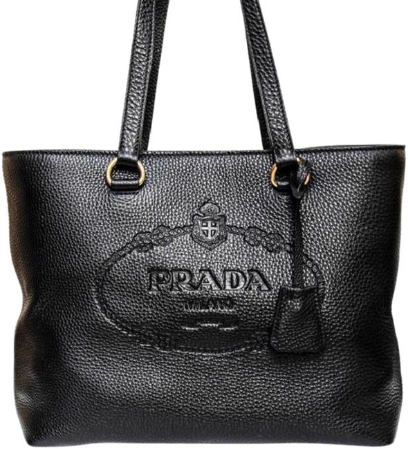 Prada 1bg100 Black Leather Tote