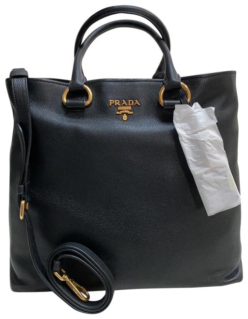 Prada 1bg865 Nero. Black Vitello Phenix Calfskin Tote