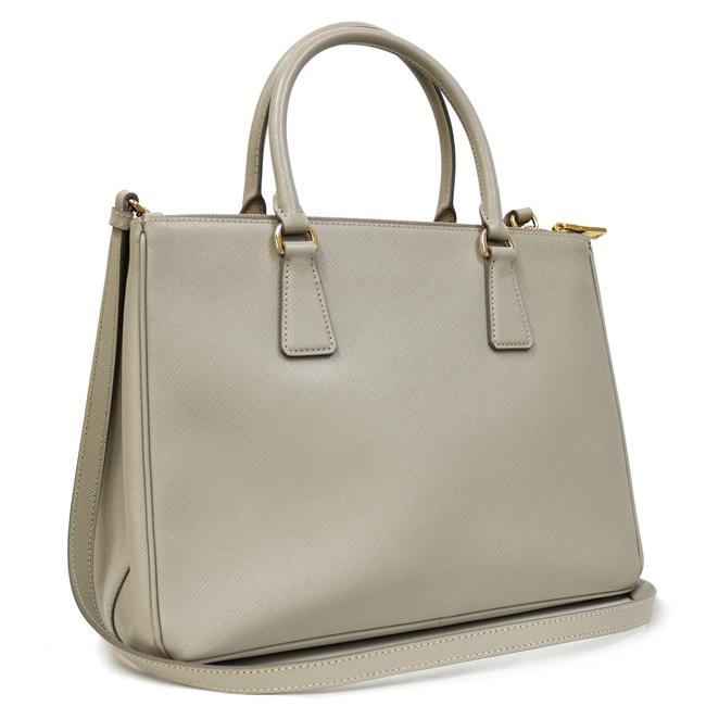 Prada 2 Way Saffiano Calf Ladies Mens Gray  White Leather Tote