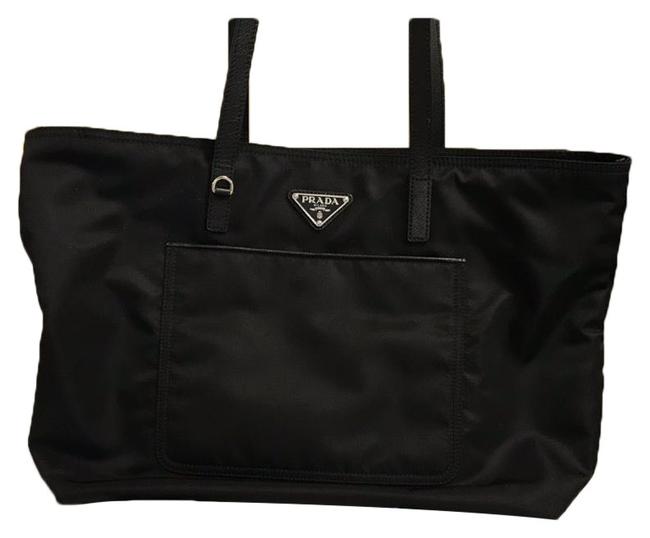 Prada 2018 Black Nylon and Leather Trim Tote
