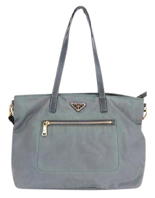 Prada 2way 215809 Grey Leather Tote