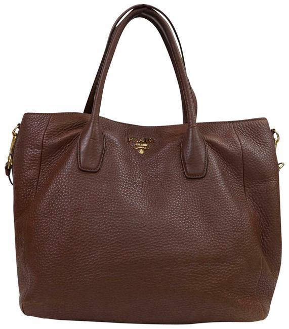 Prada 2way 870284 Brown Leather Tote