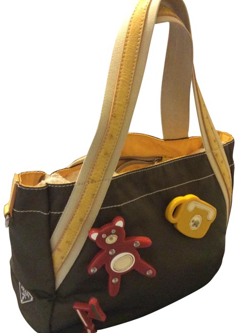 Prada Alma Pm Green and Yellow Monogram Canvas Tote