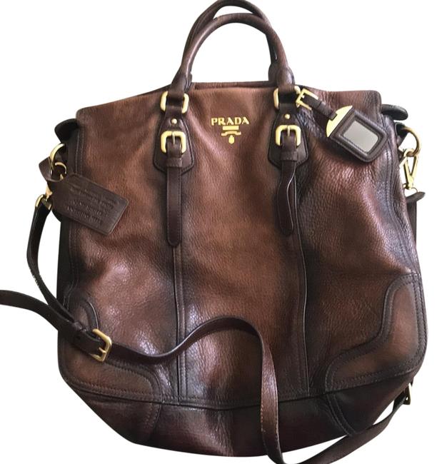 Prada Antik Cervo Brown Deerskin Leather Tote
