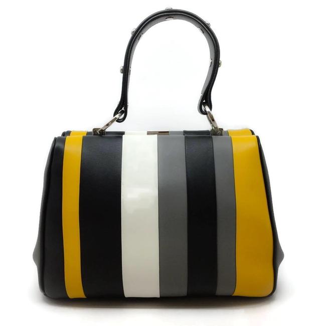 Prada Arcade Baiadera Grey  Yellow Leather Tote